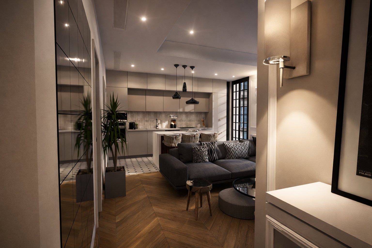 The Prestige Apartment, Nice — living and kitchen